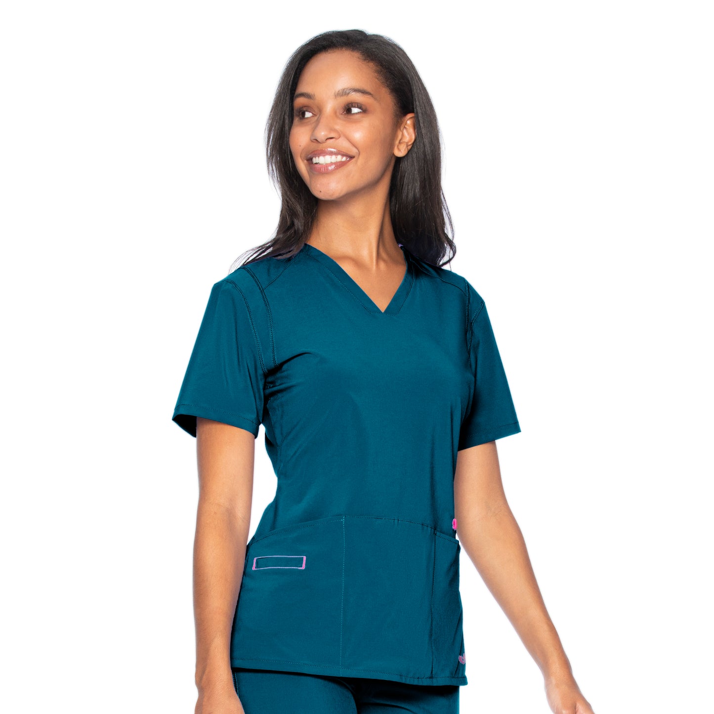 Smitten Women's V-Neck Scrub Top - CARIBBEAN
