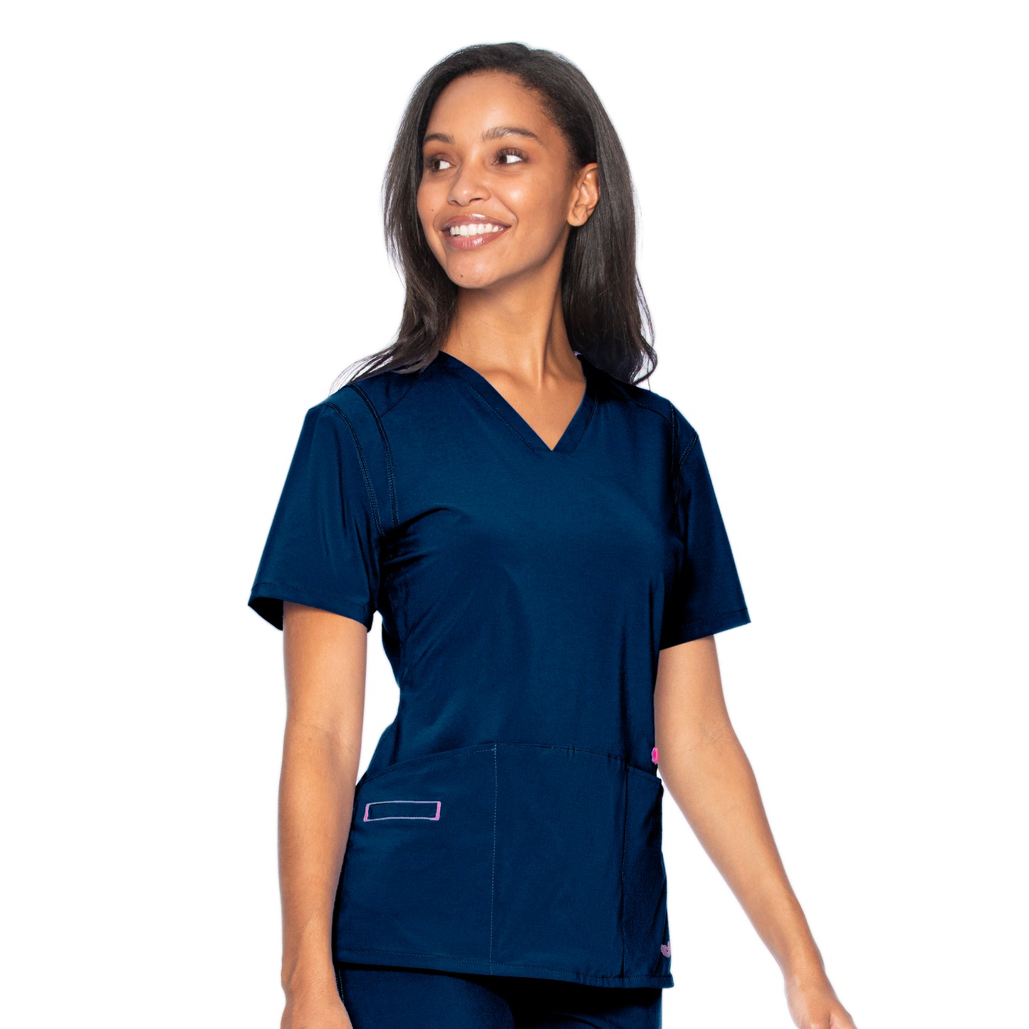 Smitten Women's V-Neck Scrub Top - NAVY