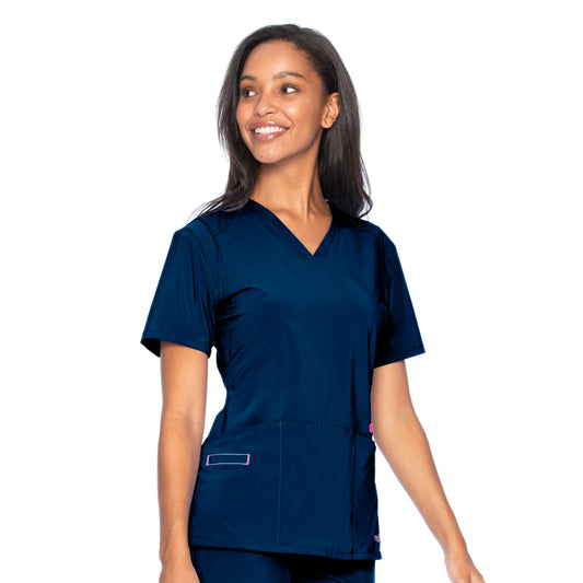 Smitten Women's V-Neck Scrub Top - NAVY