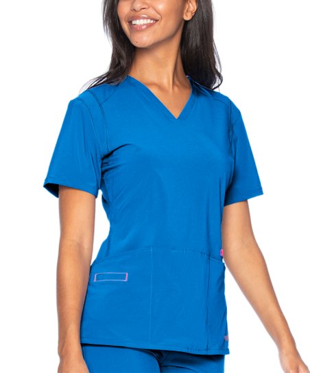 Smitten Women's V-Neck Scrub Top - ROYAL